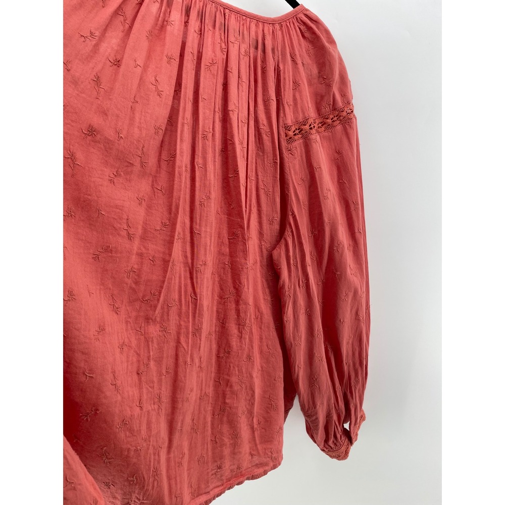 Old Navy Blouse Women XXL Terracotta Boho Crochet Lace Embroidered Peasant Artsy - Picture 6 of 11